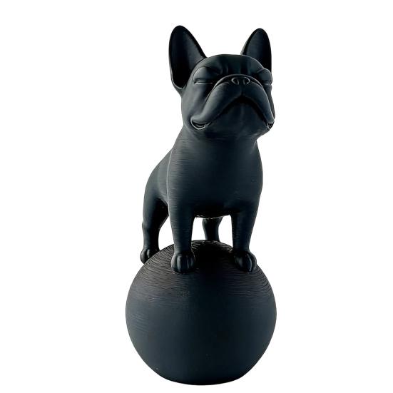 Standing on Ball Bulldog Figurine 3D Printed Black White Dog Statue Sculpture Home Office Desktop Decoration Ornament