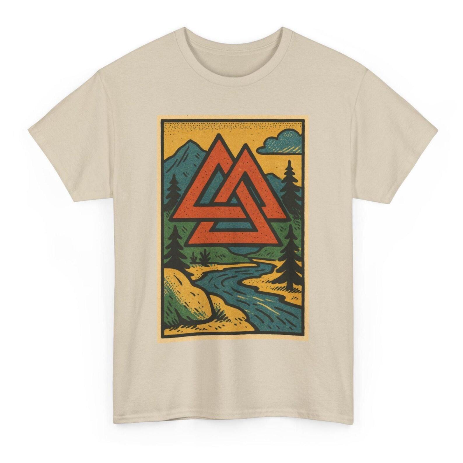 Valknut Symbol T-Shirt: Retro Comic Norse Mythology, Viking Pagan Tee 4XL