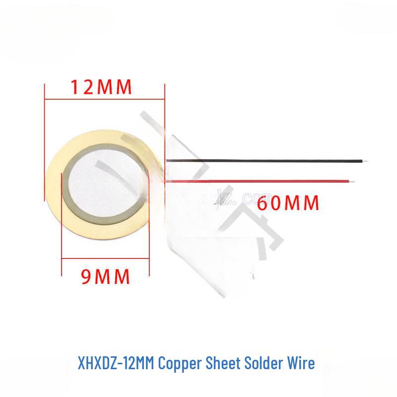 Piezoelectric Ceramic Buzzer with Aluminum Solder & Copper Lead, Diameter Options: 12/15/18/20/27/35/50MM