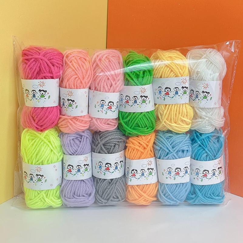 12Pcs Soft Warm DIY Cotton Wool Yarn Fine Quality Hand-Knitting Thread for Handmade Crochet Wool Warmth Hand-Knitting Thread
