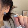 Exquisite Blue Four-Leaf Clover Stud Earrings: Elegant, Lightweight, and Versatile Translucent Ear Jewelry