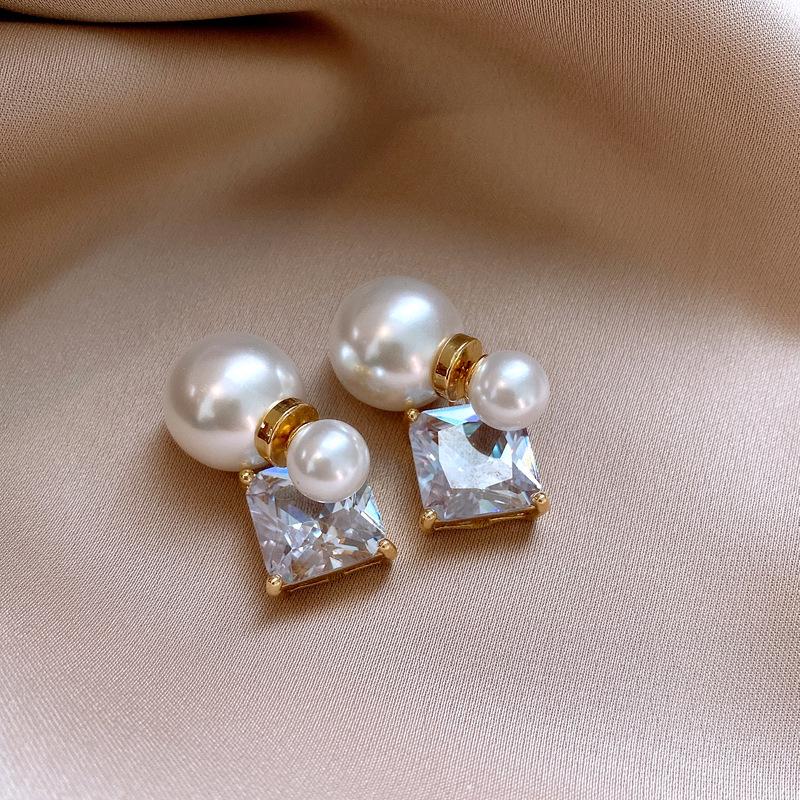 Silver Needle Zircon Pearl Tassel Earrings - Elegant Retro Design for Women