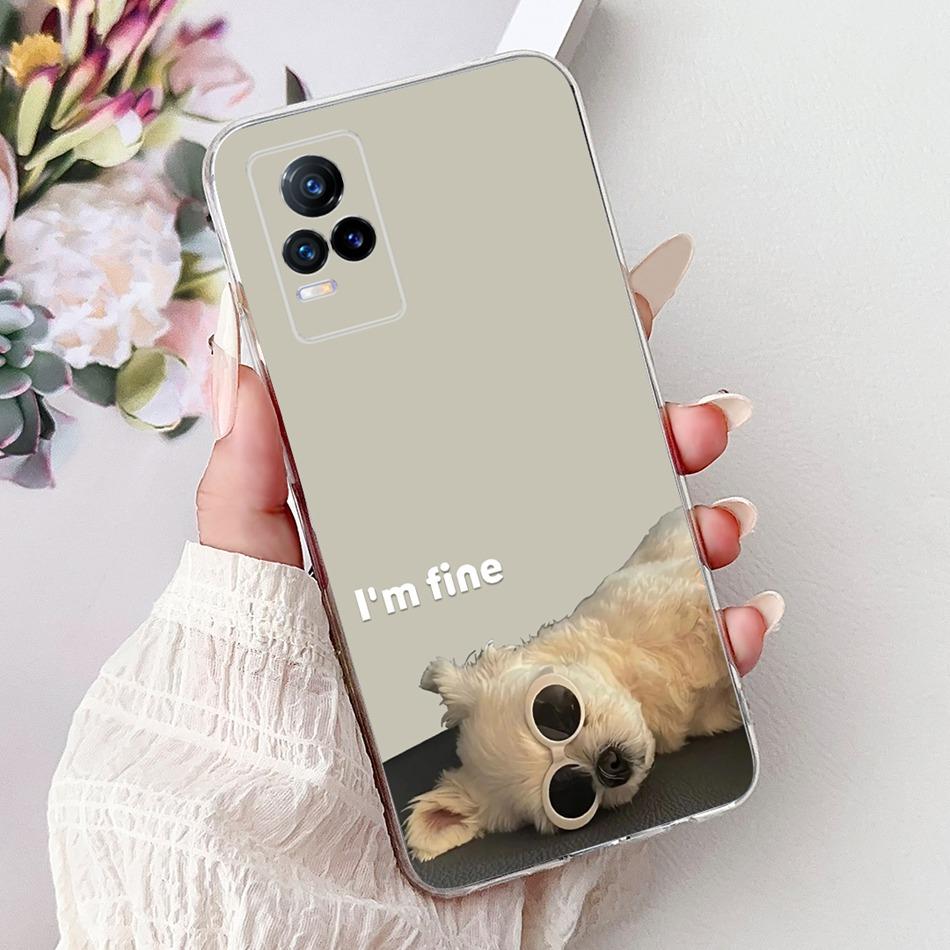 For Vivo V21e V2061 / V21 4G 5G V2050 V2066 Phone Case VivoV21e V 21 4G Elegant Floral Cat Printing Soft Silicone TPU Cases