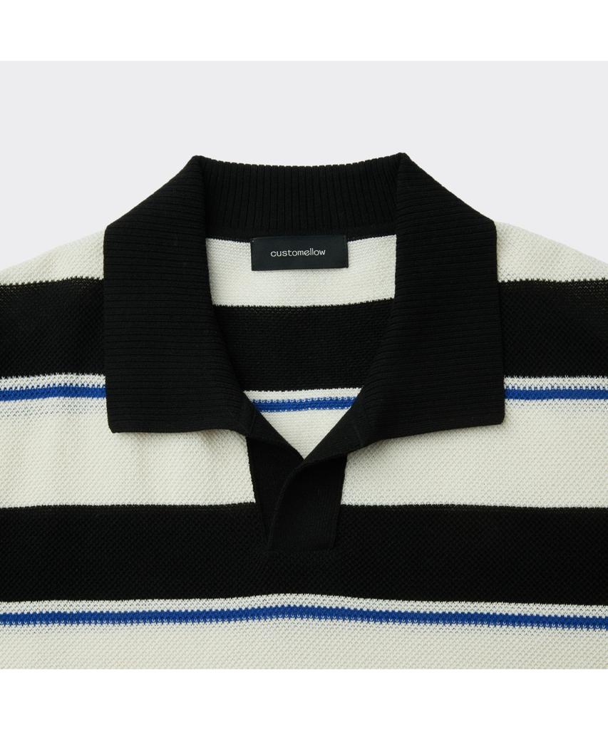 Keoseuuteommellou Black Fresh Lounge Stripes Collar Sweater Cwwam26413Bkx