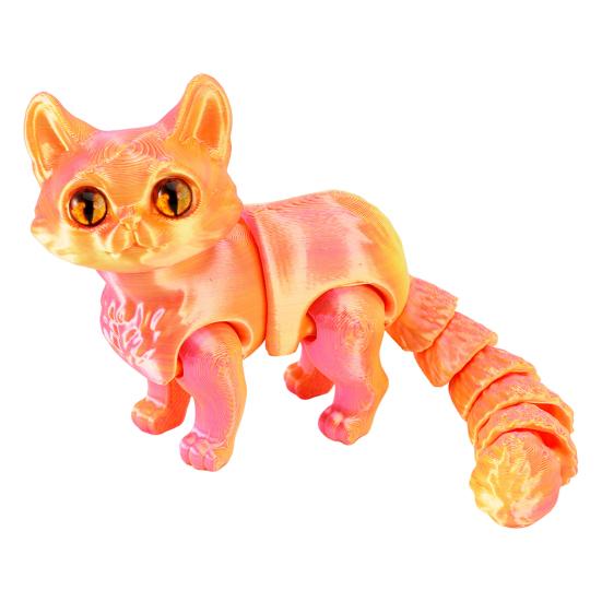 3D Printed Cat Ornament Articulated Cat Figurine with Flexible Joints Desktop Pet Cat Fidget Toy for Stress Relief Kids Adults Gift
