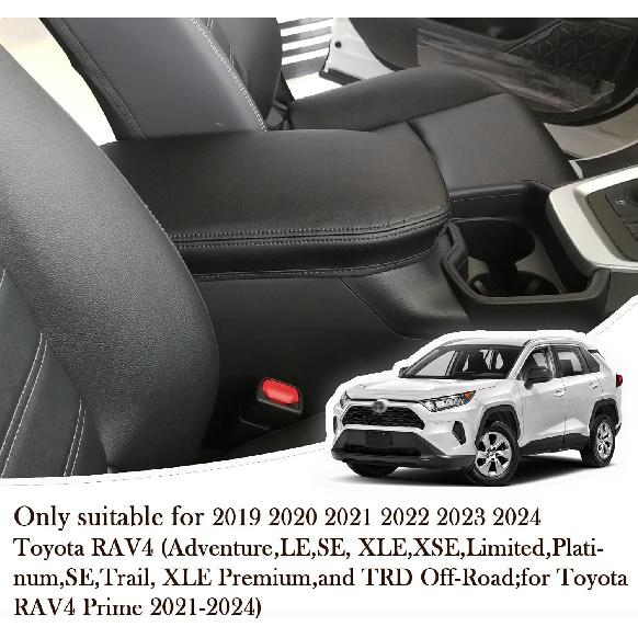 Car Armrest Center Console Covers For Toyota RAV4 Accessories 2026 2025 2024     , PU Leather Middle Console Lid Cover Pad Protector(Black Line)
