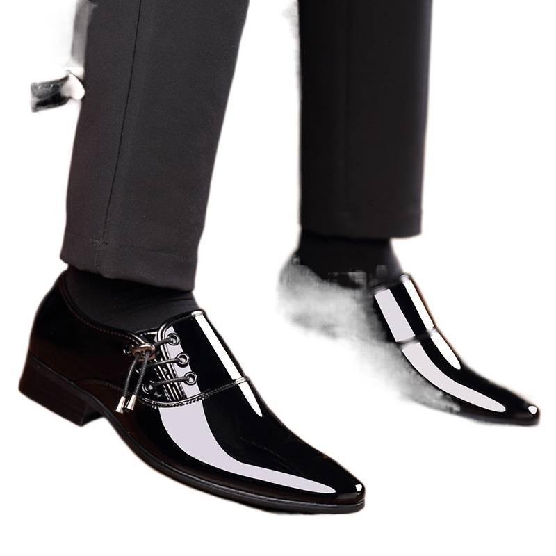 Dragonfly Men's Genuine Leather Pointed Toe Formal Shoes - Soft Sole, Korean Style, Plus Size Available