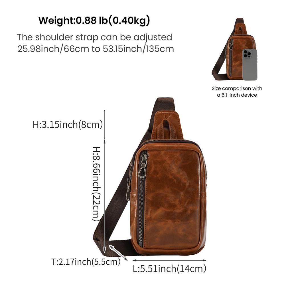 Men's Genuine Leather Retro Crossbody Chest Bag