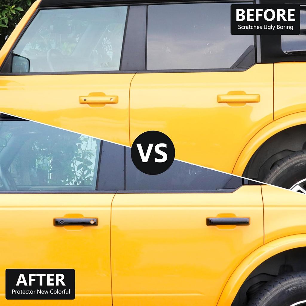 Door Handle Scratch Protector Rear Tailgate Door Handle Cover Trim Compatible with 2021 2022 2023 2024 2025 Ford Bronco Exterior Accessories