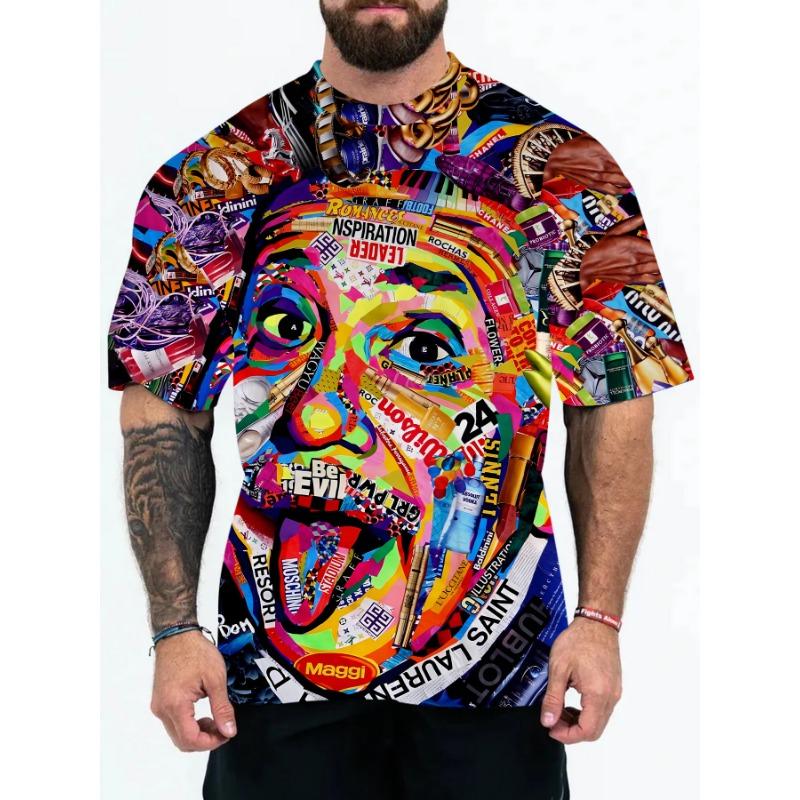 Summer 3D Printed Cartoon Anime Loose Men's Short Sleeved T-shirt