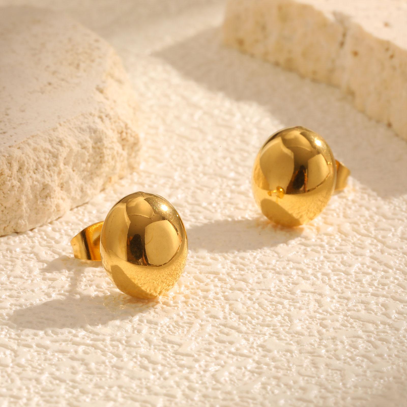 

Chis Egg-shaped Stud Earrings for Women,Gold Plated Stainless Steel Oval Earrings,Waterproof Jewelry Mother s Day Gift