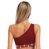 Women's Lyrical Dance Crop Top S-XXL: One Shoulder Ruched Mesh Overlay Rhinestone Design for Modern Dance Performance