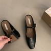 Women Design Silver Mary Jane Half Slippers Pointed Toe Sandals 2025 New Flip Flops Summer Casual Dress Mules Flats Shoes Slides