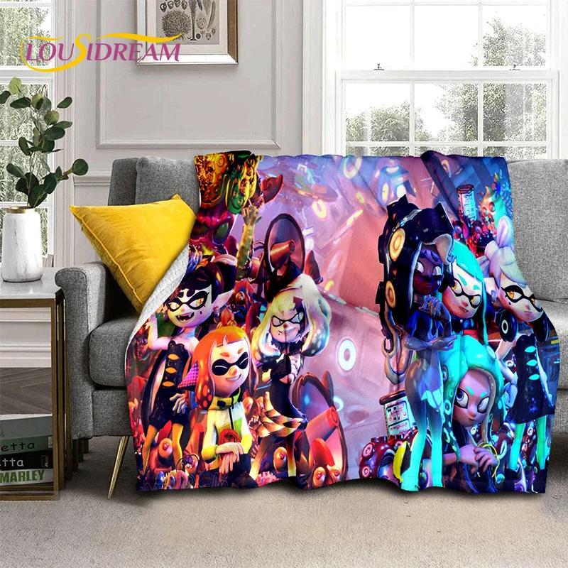 Splatoon3 PC Gamer Cartoon Game Soft Flannel Blanket for Beds Bedroom Sofa Picnic,Throw Blanket for Cover Outdoors Leisure Gift