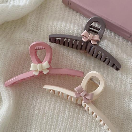 Pince à Cheveux Femme Design Nœud Grande Prise Pince à Cheveux Stable avec Peigne à Dents Étendues Ressort Puissant Pince à Cheveux pour Cheveux du Dessus Accessoire pour Cheveux