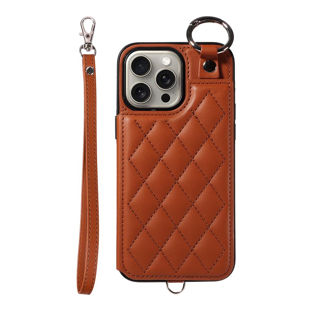 Porta Anelli Carte Slot Portafoglio Custodia in Pelle per iPhone 16 Pro Max 15 14 Plus 13 12 11 SE2022 Cinturino a Mano Tasca Borsa Custodia Profumata