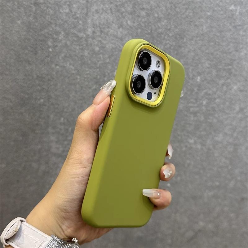 Applicable To Apple IPhone16promax Mobile Phone Case Metal Lens Frame Large Hole Liquid Silicone 15 Full Cover Anti Fall