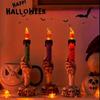 LED Skull Hand Candle Light with Flame Effect Battery Gothic Decor for Halloween Haunted House Spooky Room Party Decoration