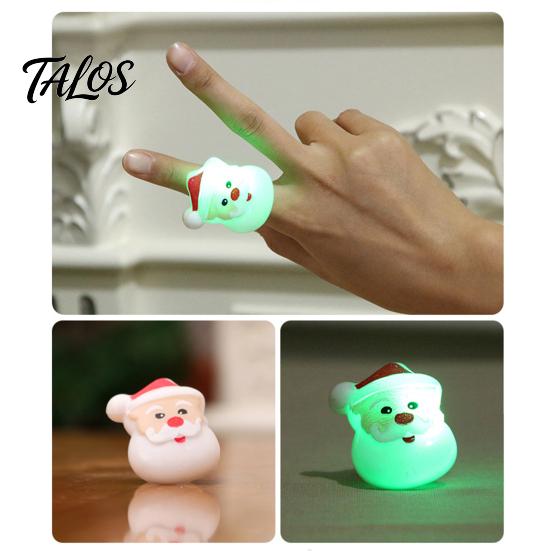 Holiday Event Raffle Gifts Christmas Light Up Rings, Glow in The Dark Party Supplies, Funny Favors for Kids Santa Snowman Tree Snowflake LED Flashing