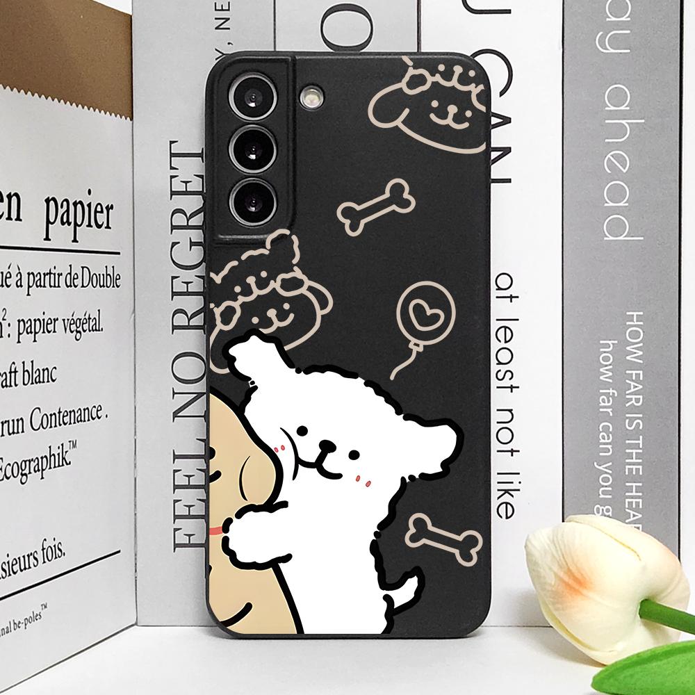 Funny Animal Dog Couple Phone Case for Samsung Galaxy S25 Plus S21 FE S22 S23 S24 Ultra Shockproof Soft Cover Paired Fundas Skin