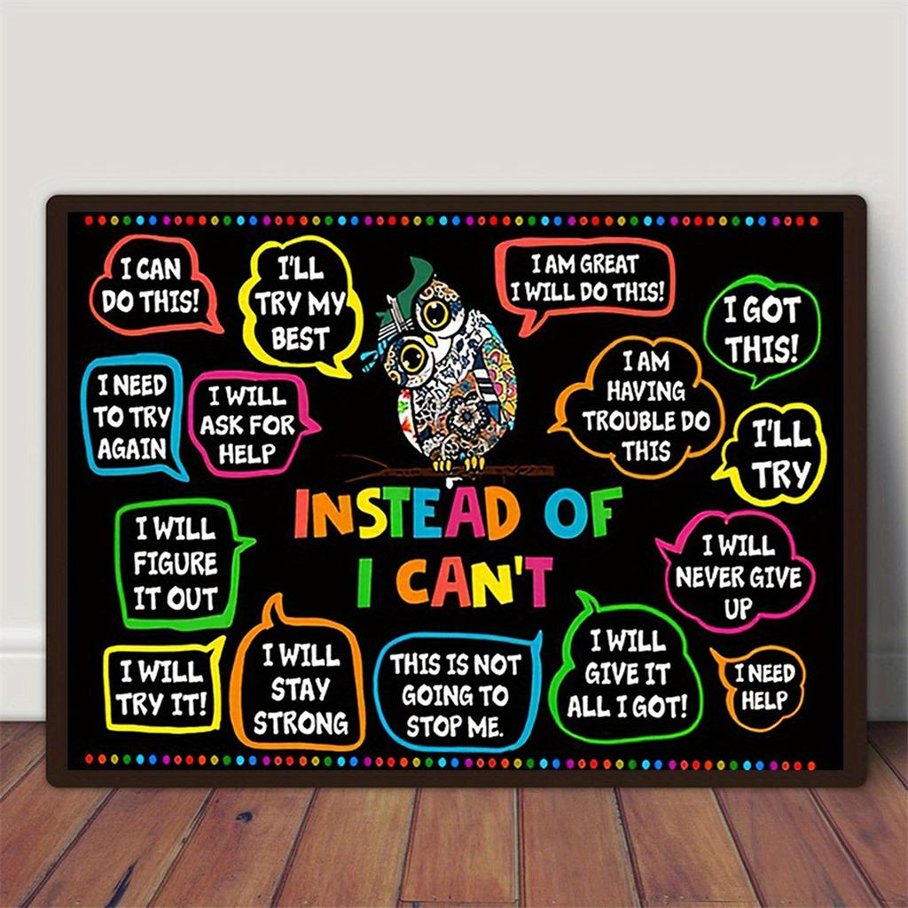 Instead of I Cant Positive Affirmation Tapestry  Colorful Motivational Wall Decor for Classroom  Kids Mental Health Spaces