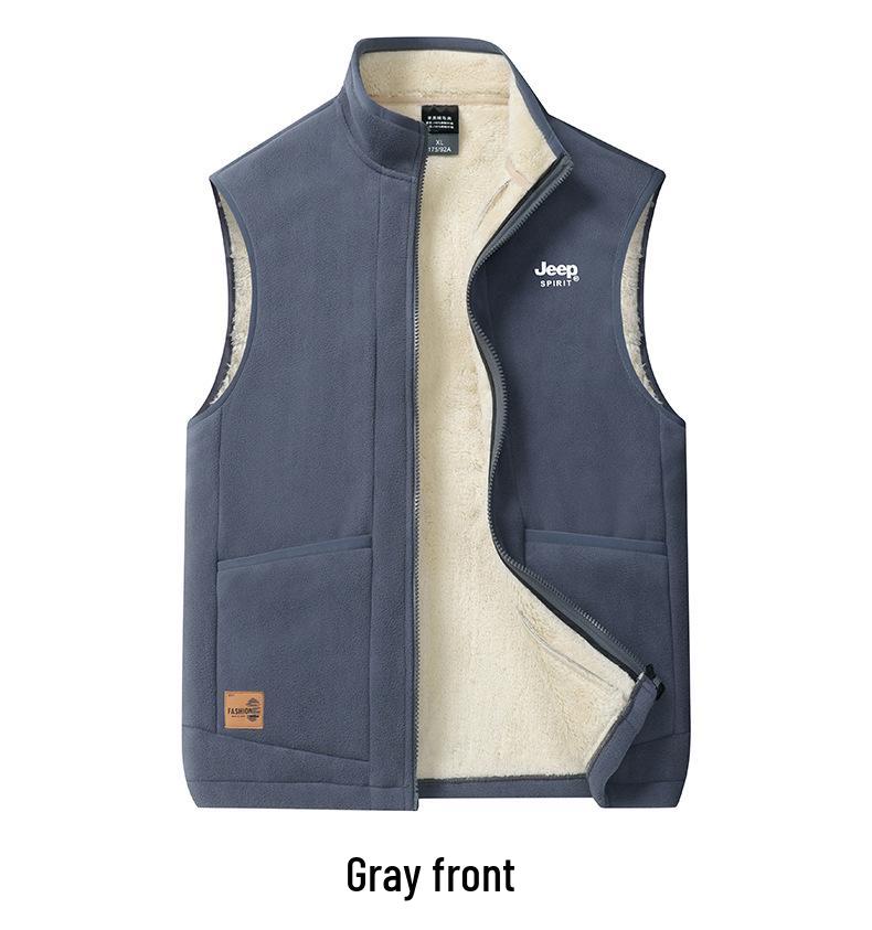JEEP SPIRIT Fleece-Lined Lambswool Vest Cardigan SS7352