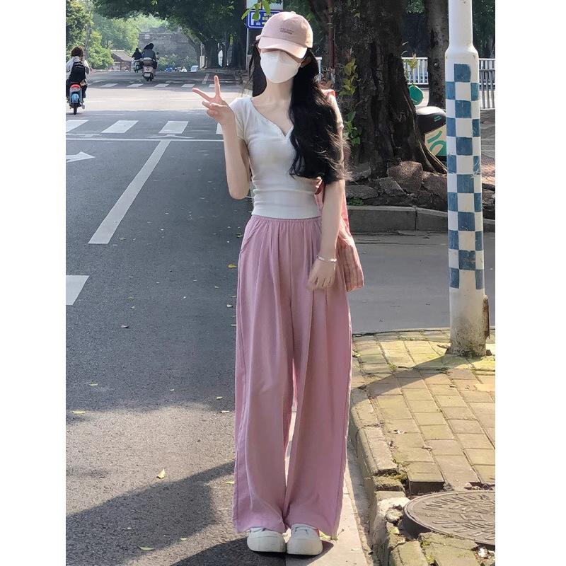 Pantaloni de vară pentru femei, noi, largi, la modă, casual, cu picior lat