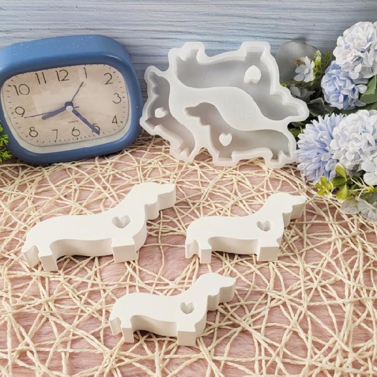 Dackel Hund Silikon Kerzenformen für Kerzen Seifenherstellung Schokolade Fondant Formen für Süßigkeiten Desserts Kuchen Schokolade