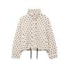 Womens Fleece-Lined Polka Dot PU Jacket With Lapel Collar Zipper - Casual Korean Style Outerwear