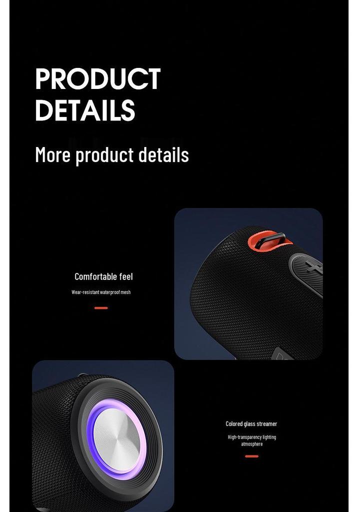 Portable High-Power Waterproof Bluetooth Speaker with Heavy Bass