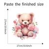 Cartoon Cute Bear with Roses Toilet Seat Sticker Bathroom Decor Removable Waterproof Wall Decal