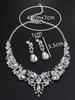 3pcs Women's Zircon Sets with Crystal Rhinestones, Women's Necklaces, Earrings Sets, Wedding Accessories