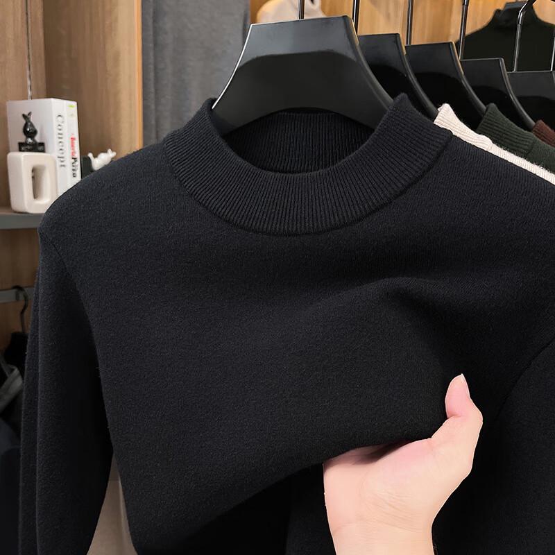 Yiliteng Men's Fleece Lined Crew Neck Sweater