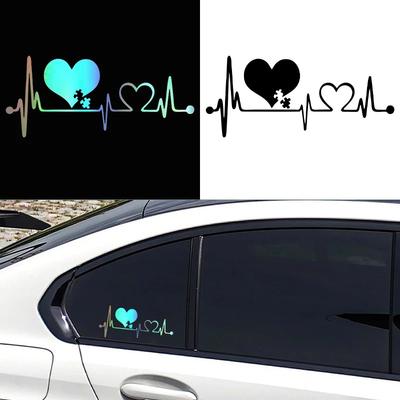 LYKX Autismus Herzschlag Lebenslinie Kreative Autoaufkleber Autofenster Persönlichkeit Dekorative Accessoires Autostyling Aufkleber