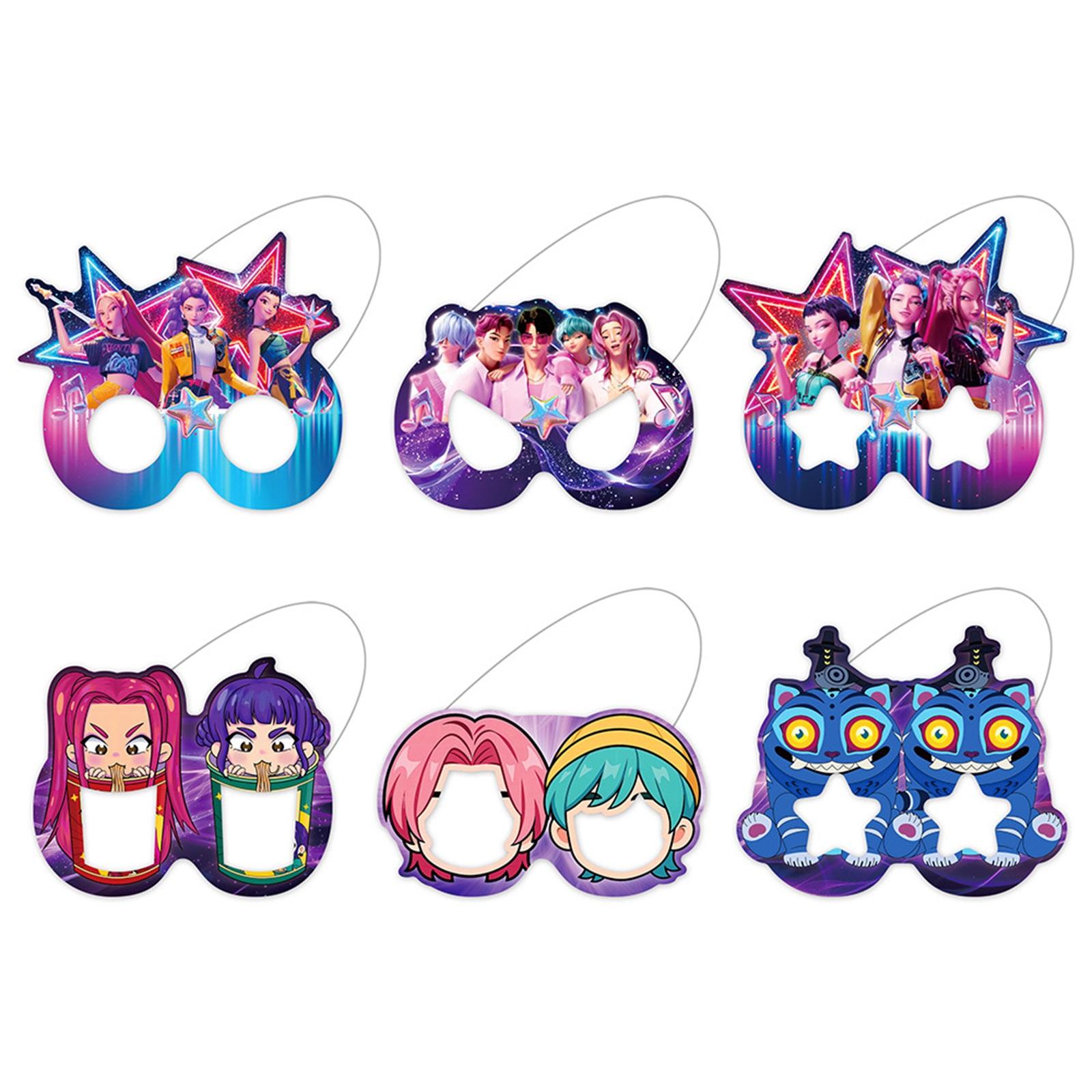 

12pcs Of Anime Cosplay Paper Masks, Themed Birthday Party Supplies, Decorative Props One Size