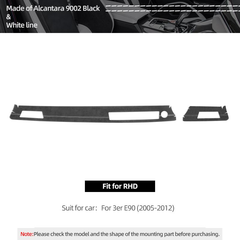 For BMW E90 Series 3 2005-2012 Made of Alcantara Dashboard Panel trument Trim Performance Sticker Car Interior Accessories White RHD