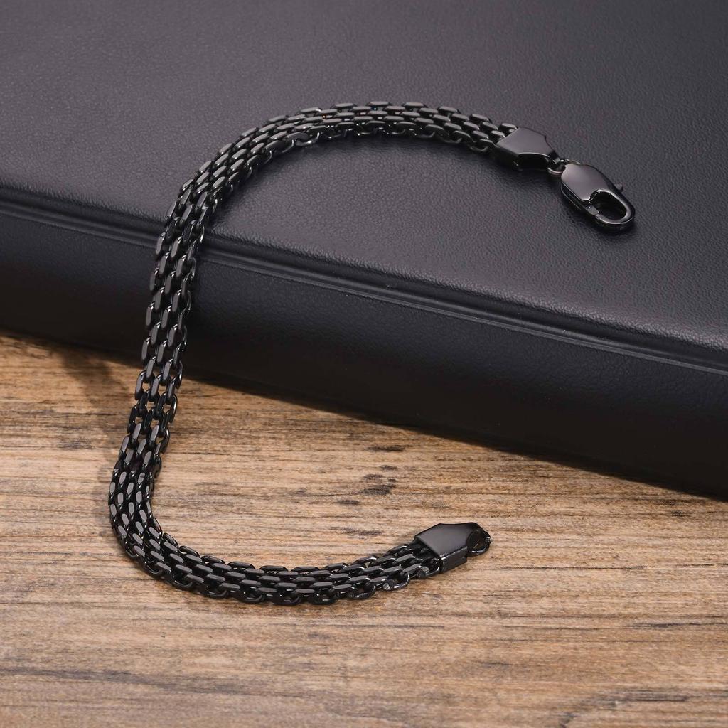 6MM Mesh Chain Bracelets for Men Boys,Waterproof Stainless Steel Italian Link Wristband,Simple Jewelry Gifts,19/21CM