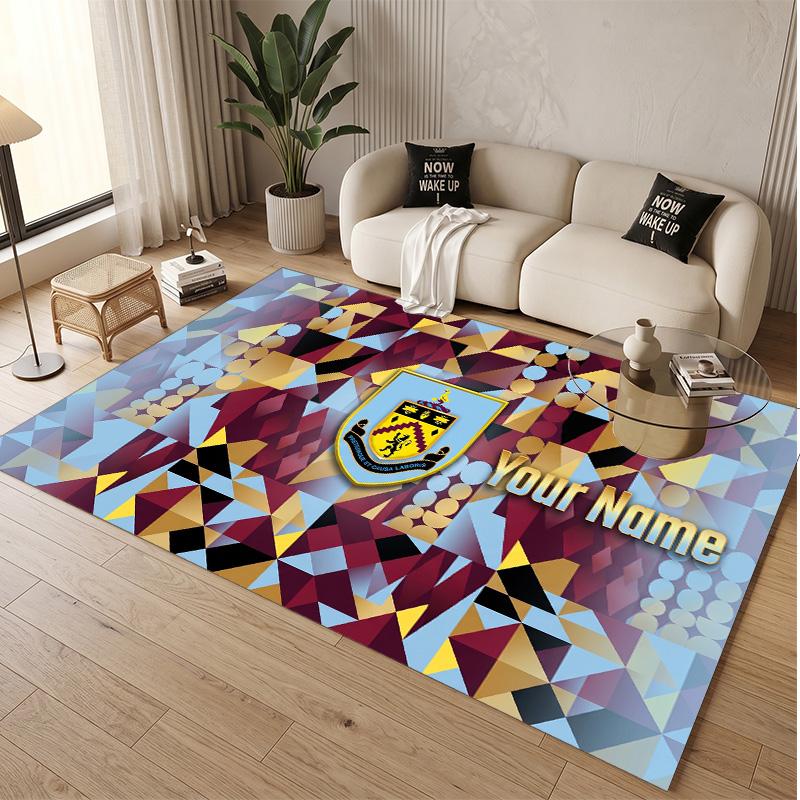 Personalized Crystal Velvet Carpet Burnley Football Pattern Non Slip Floor Rug