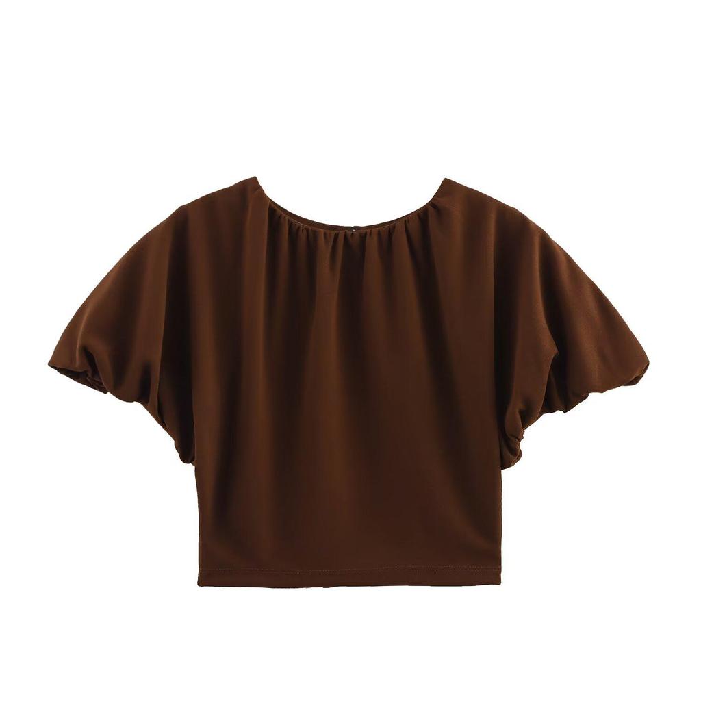 2025 Frühling Damen Europäischer & Amerikanischer Stil Ballon-Silhouette Kurzes Top & Midi-Rock