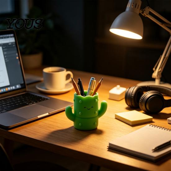 Desktop Pen Organizer Cactus Shape Holder, 3D Printed Cute Pencil Organizer, Holder Storage Tube, for Makeup Brushes And Office Supplies Small Item