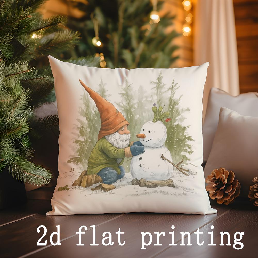 Home Decor Christmas Gnomes & Gingerbread Pillow Covers Pattern Cushion Cover Suitable for Sofa Bedroom Car Pillow Cover