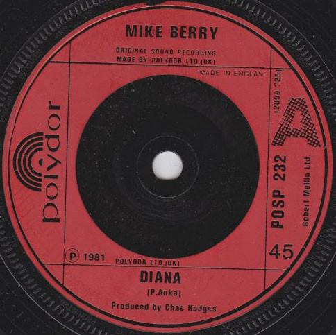 

7inch Record MIKE BERRY - Diana POSP232 POLYDOR 1981 UK Rock Used