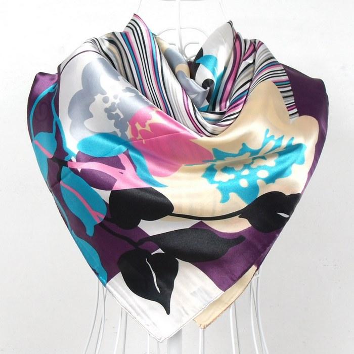 Ladies Square Scarves Printed New Fashion Unisex Apparel Accessories Women Black White Dot Silk Scarf 90*90cm Scarves Wraps
