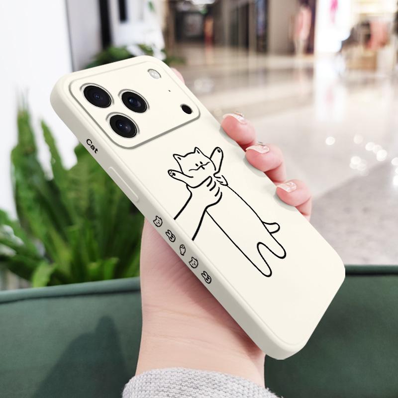 Fidgeting Cat Phone Case For iPhone 17 Air 16 16e 15 14 13 Pro Max Plus Mini Liquid Silicone Soft Cover