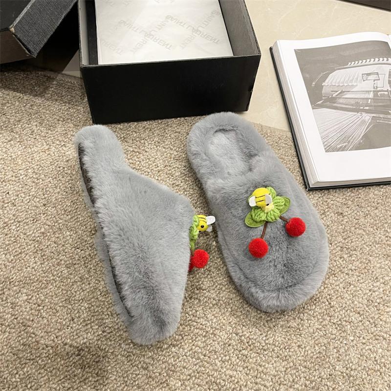 

2024 зимняя обувь женские вишневые тапочки домашние повседневные женские пушистые шлепанцы осенние теплые плюшевые тапочки для спальни женские хлопковые туфли 36 серый
