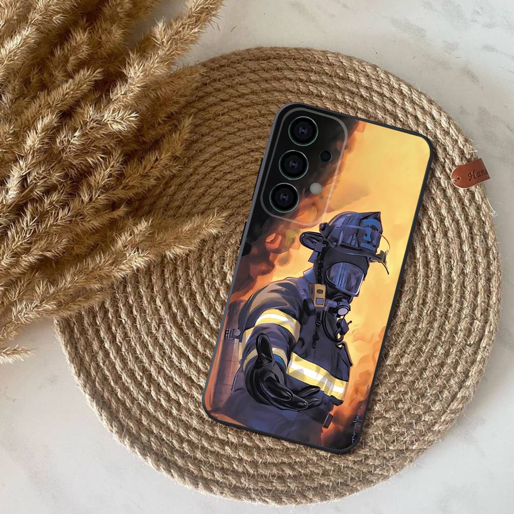Phone Case For Samsung S25,S24,S21,S22,S23,S30,Ultra,S20,Plus,Fe,Lite,Note,10,9,Fireman Firefighter 5G Black Cover