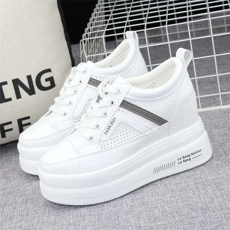 Fashion 2025 New Women 10cm Platform Wedge Fashion Sneakers Lace Up Shoes Vulcanize Chunky Sneaker Ladies Fashion Platform Shoes
