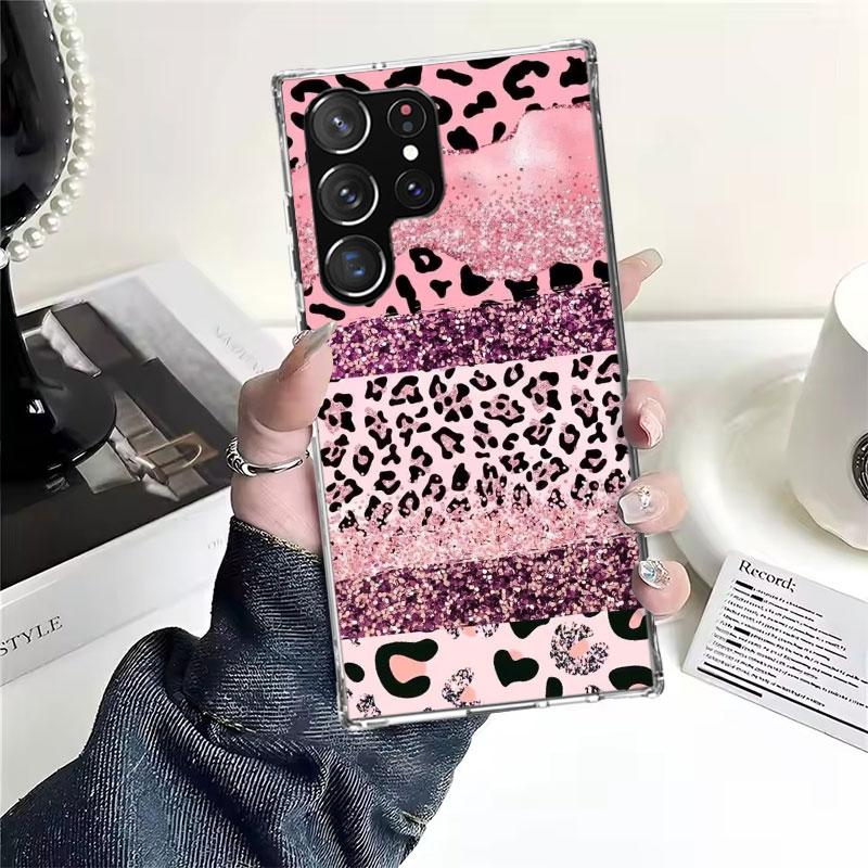 Pink Leopard Print Soft Phone Case For Samsung Galaxy S22 S23 S24 S25 Edge S26 Ultra S20 FE S21 Plus + Fundas Coque Galaxy S20 S