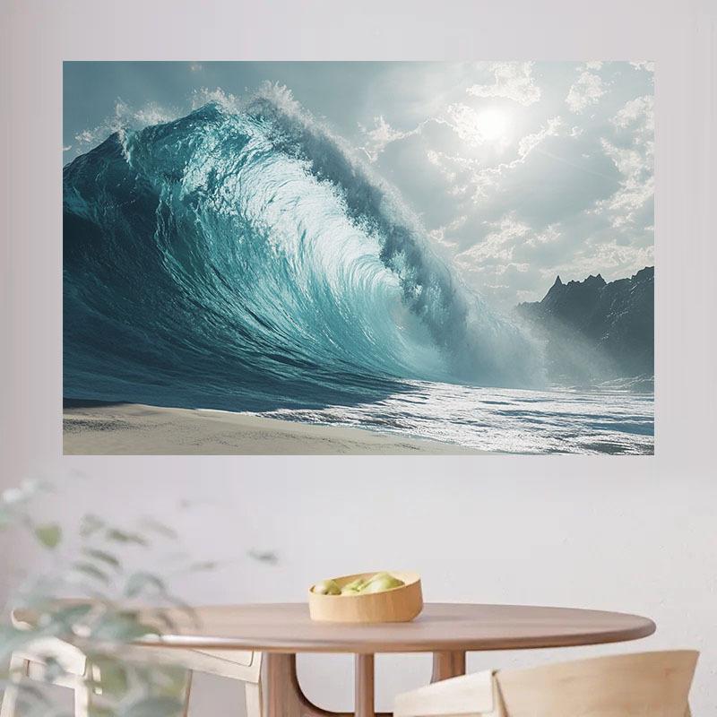 1pc Wave Theme 2D Background Cloth - Durable polyester, a vibrant indoor/outdoor party decoration for birthdays