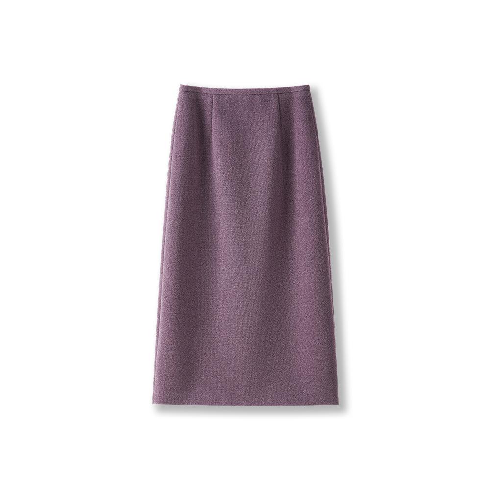 

Women s Purple Wool Blend High-Waisted Bodycon Midi Skirt with Back Slit - Autumn/Winter 2025 Collection Triple Extra Large фиолетовый